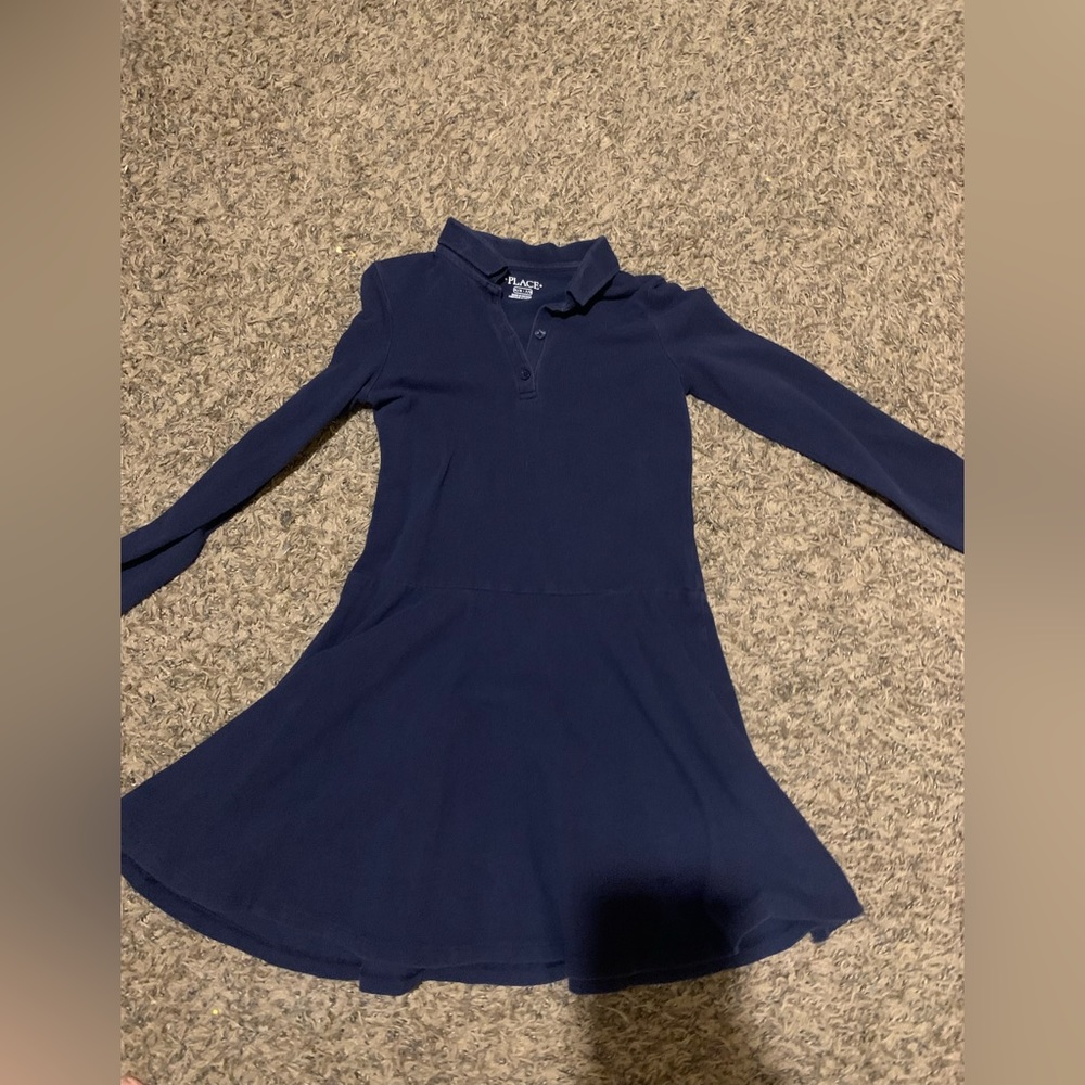 Children’s place - girls’ long sleeve polo dress. Size 7/8